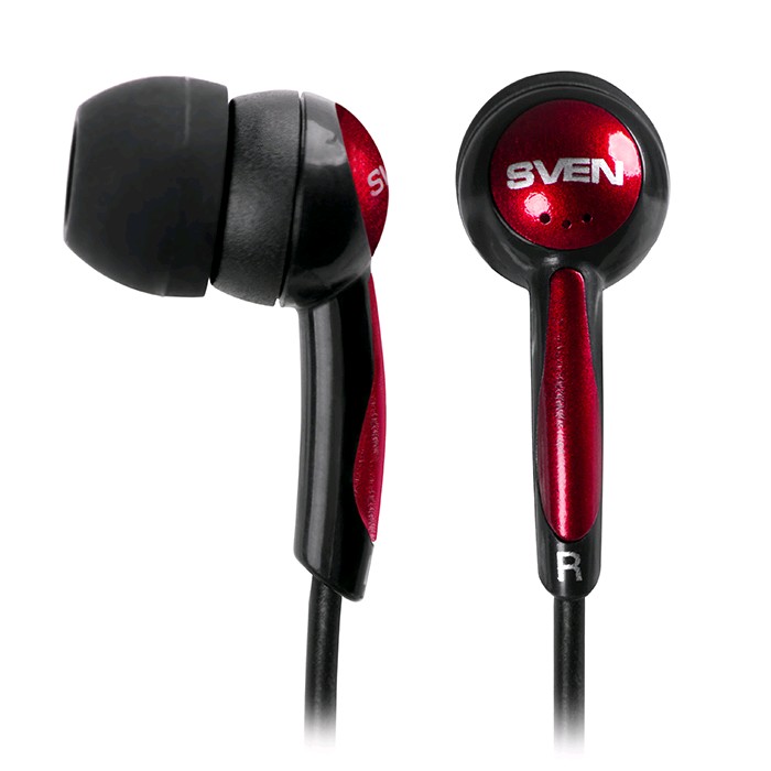 

Проводные наушники SVEN E-130, jack 3.5 mm, черный/красный (SV-017798), E-130