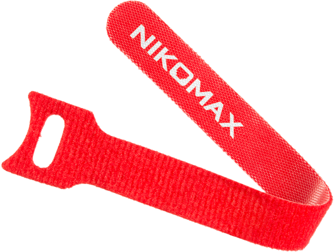 Стяжка-липучка Nikomax, 1.6 см x 240 мм, 10 шт., с мягкой пряжкой, красный (NMC-CTV240-16-SB-RD-10)