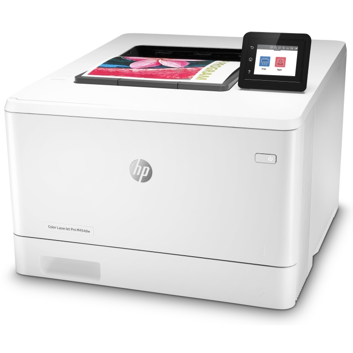 Принтер лазерный HP Color LaserJet Pro M454dw, A4, цветной, 27стр/мин (A4 ч/б), 27стр/мин (A4 цв.), 600x600dpi, дуплекс, сетевой, Wi-Fi, USB (W1Y45A) - фото 1