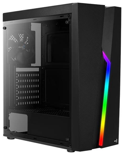 Корпус AeroCool Bolt, ATX, Midi-Tower, RGB подсветка, черный, без БП (4718009156326)