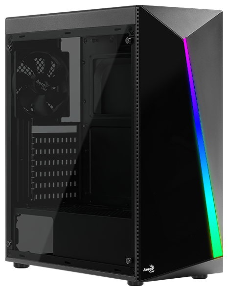 Корпус AeroCool Shard Black, ATX, Midi-Tower, USB 3.0, RGB подсветка, черный, без БП (4718009156319)