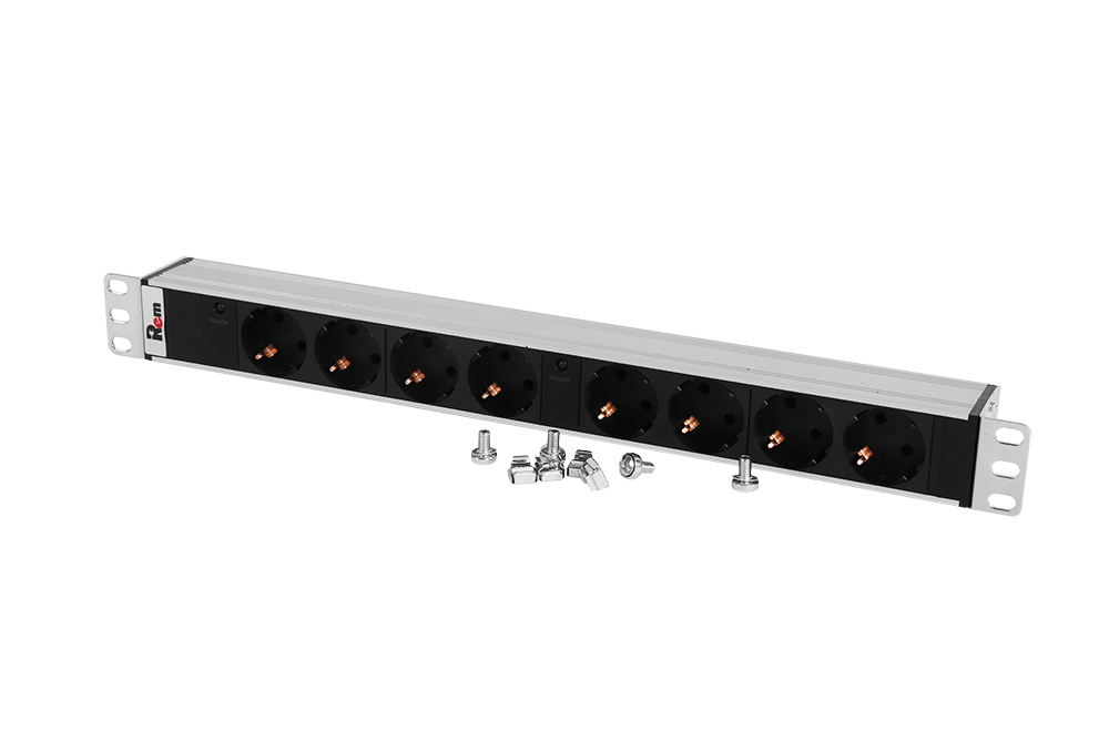

Блок розеток (PDU) Rem R-32-8S-I-440-K, 1U, кол-во розеток:8 (8xЕвро), 32А, черный (30112226301), R-32-8S-I-440-K