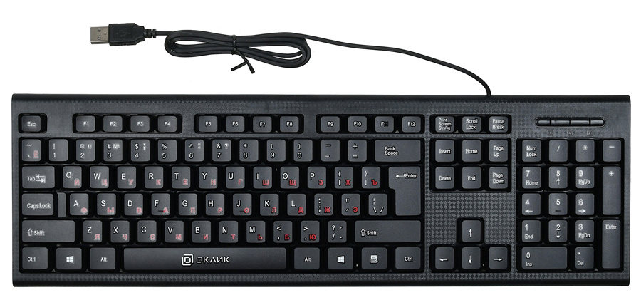 

Клавиатура проводная Oklick 120M, мембранная, USB, черный, 120M