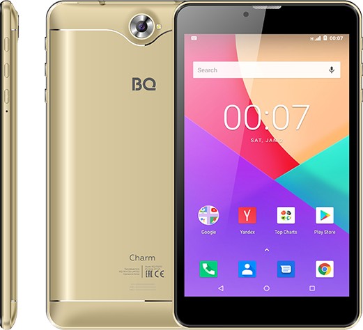 

Планшет BQ 7000G Charm 7" 1280x800 IPS, Spreadtrum SC7731E, 1Gb RAM, 8Gb, 3G, WiFi, BT, 2800mAh, Android 8.1, золотистый (86180960), 7000G Charm