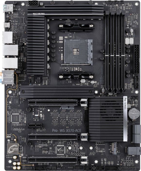 

Материнская плата ASUS PRO WS X570-ACE, SocketAM4, AMD X570, 4xDDR4, 3PCI-Ex16, 4SATA3, 7.1-ch, 2GLAN, 7USB 3.1, USB Type-C, HDMI, DisplayPort, ATX, Retail, PRO WS X570-ACE