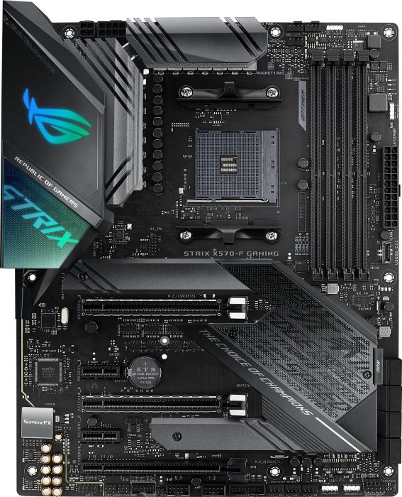

Материнская плата ASUS ROG STRIX X570-F GAMING, SocketAM4, AMD X570, 4xDDR4, 3PCI-Ex16, 8SATA3, 7.1-ch, GLAN, 12USB 3.1, USB Type-C, HDMI, DisplayPort, ATX, Retail, ROG STRIX X570-F GAMING