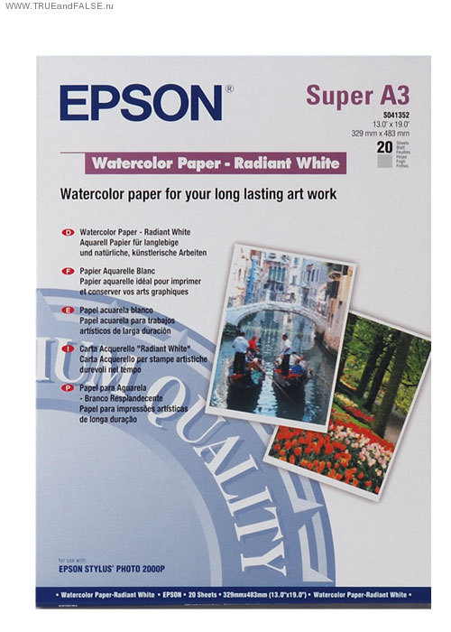 

Бумага A3+, 190 г/м2, 20 л, матовая текстурированная, EPSON (C13S041352)