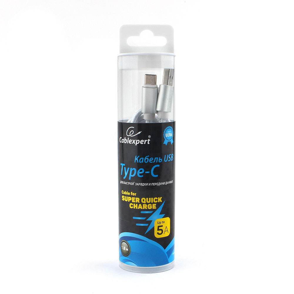 

Кабель USB-Type-C, Cablexpert, серия Ultra, блистер, 1.8м, серебристый (CC-U-USBC02S-1.8M)