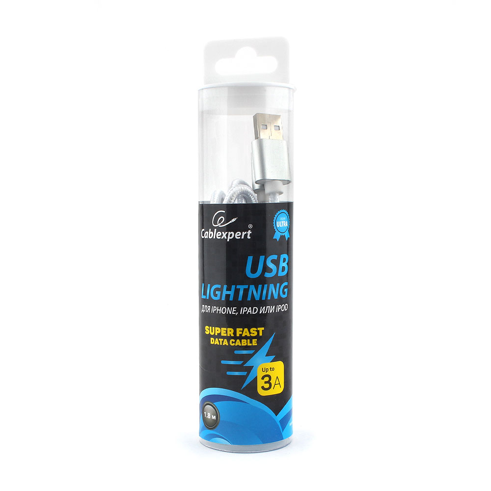 

Кабель USB2.0(Am)-Lightning, Cablexpert , 1.8m, серебристый, серия Ultra, блистер (CC-U-APUSB02S-1.8M)