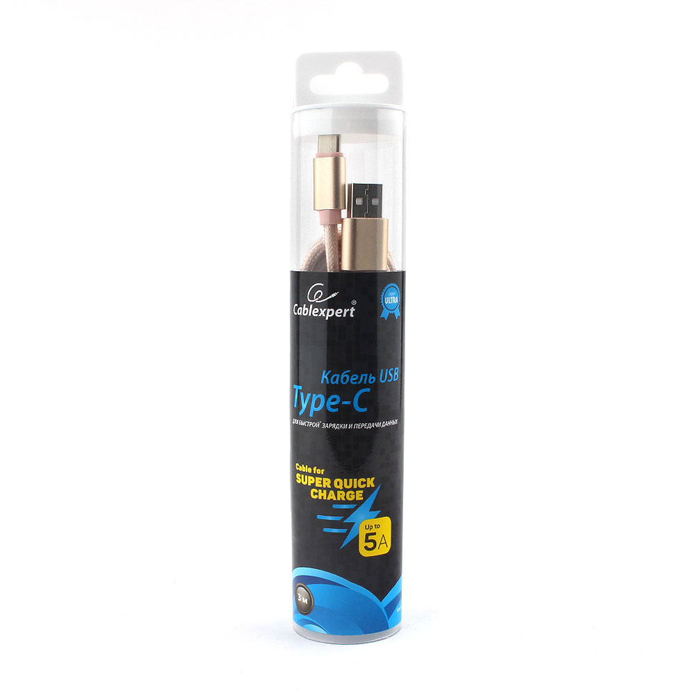 

Кабель USB2.0(Am)-TypeC, Cablexpert, серия Ultra, блистер, 3м, золотистый (CC-U-USBC02Gd-3M)