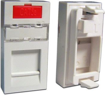 LANMASTER Вставка 22.5х45 на 1 кейстоун, со шторкой, маркировкой, иконкой, белая, LANMASTER LAN-SIP-22M-WH