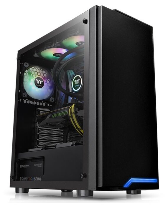 Корпус Thermaltake H100 TG, ATX, Midi-Tower, 2xUSB 3.0, черный, без БП (CA-1L4-00M1WN-02)