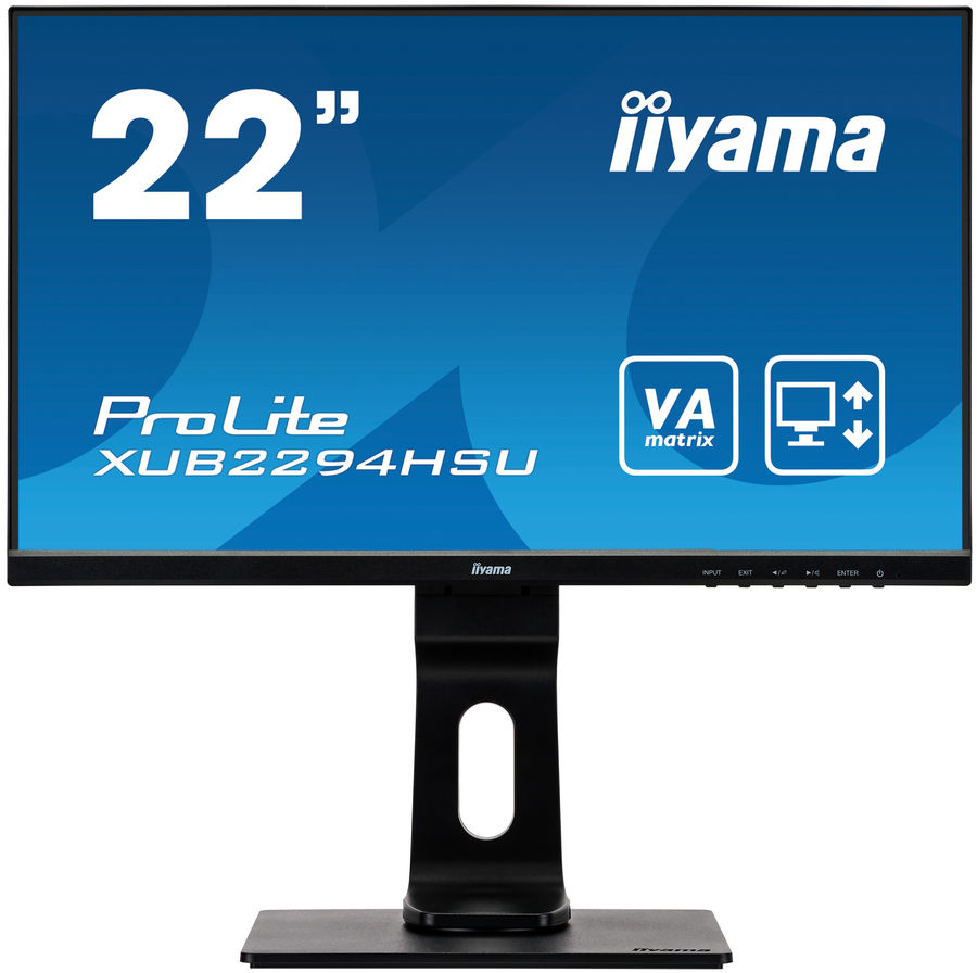

Монитор 21.5" Iiyama ProLite VA, 1920x1080 (16:9), 250кд/м2, 4мс, VGA, HDMI, DisplayPort, USB-Hub, черный (XUB2294HSU-B1), ProLite