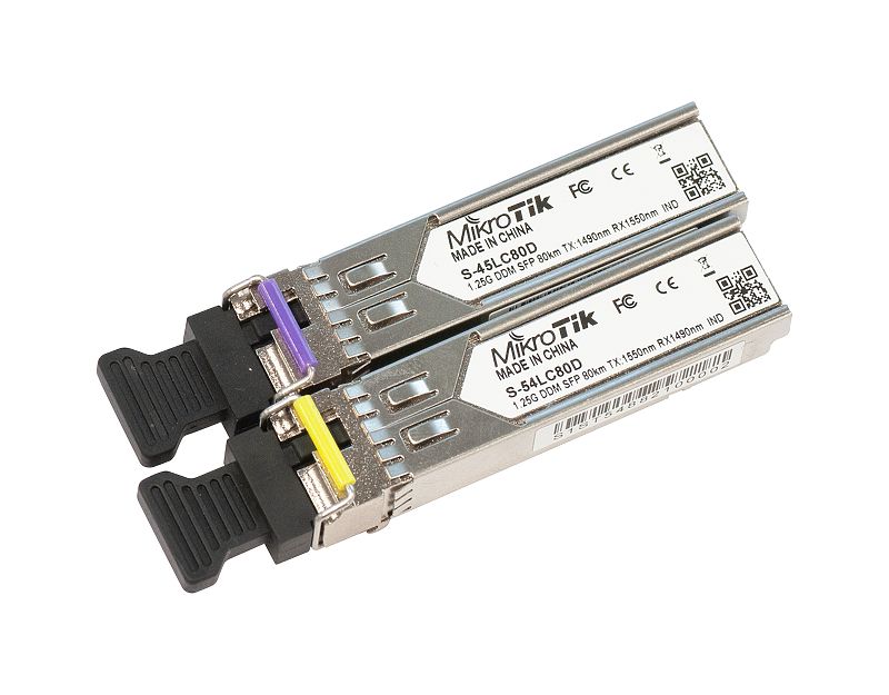 

Модуль SFP Mikrotik S-45LC80D+S-54LC80D, 80 км, LC, Tx:1490 нм, Rx:1550 нм, 1.25 Гбит/с, SM, DDM, 2 шт. (S-4554LC80D), S-45LC80D+S-54LC80D