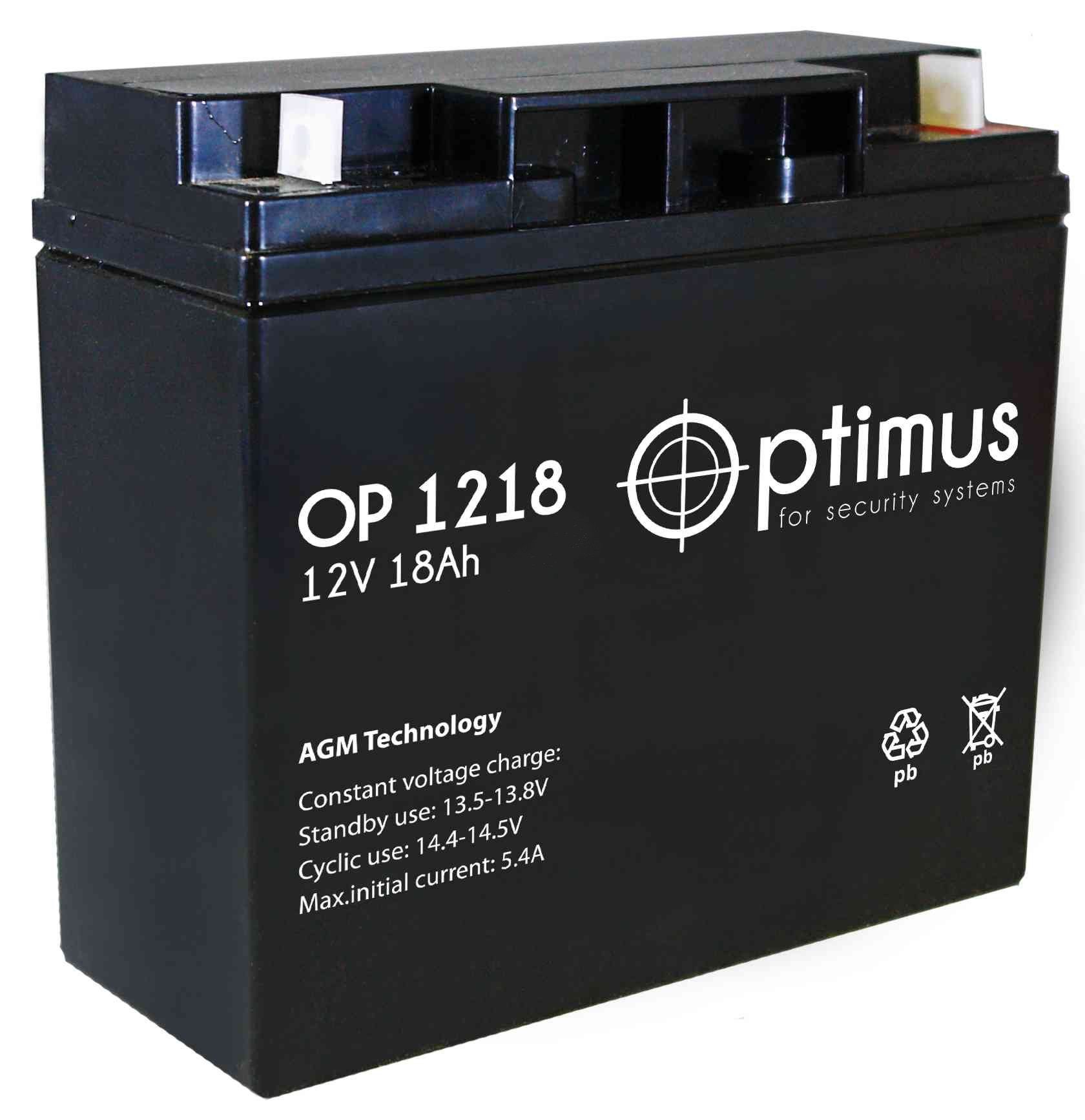 

Аккумуляторная батарея Optimus OP 1218, 12V, 18Ah, для ОПС (OP1218), OP 1218