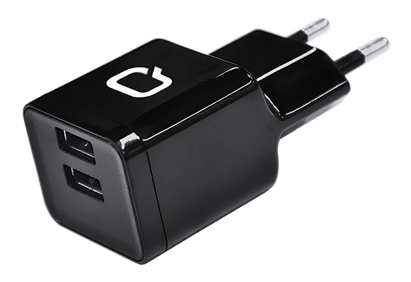 Сетевое зарядное устройство Qumo Energy, 2USB, 3A, черный (Charger 0061)