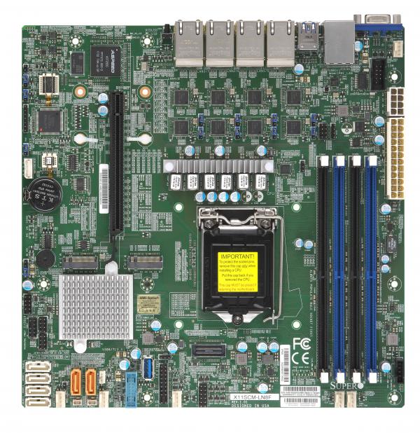 

Материнская плата Supermicro MBD-X11SCM-LN8F, 1xSocket1151v2, iC246, 4xDDR4, PCI-Ex16, 1xM.2, 6SATA3 RAID 0/1/5/10, 8GLAN, 4USB 2.0, 5USB 3.1, VGA, mATX, Retail, MBD-X11SCM-LN8F