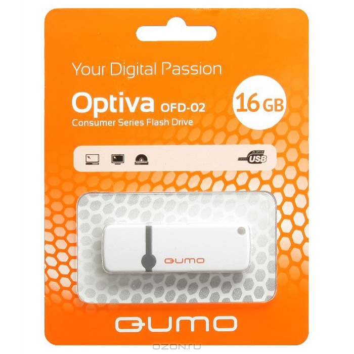 Флешка 16Gb USB 2.0 QUMO Optiva Optiva OFD-02, белый (QM16GUD-OP2)