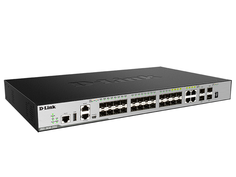 

Коммутатор D-link DGS-3630-28SC, управляемый, кол-во портов: 4x1 Гбит/с, SFP 20x1 Гбит/с, кол-во SFP/uplink: SFP+ 4x10 Гбит/с, установка в стойку (DGS-3630-28SC/A2ASI), DGS-3630-28SC