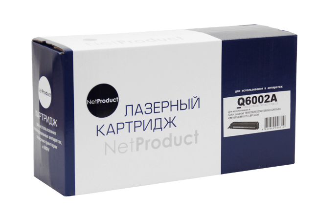 

Картридж лазерный NetProduct N-Q6002A (Q6002A), желтый, 2000 страниц, совместимый, для CLJ 1600/2600/2605