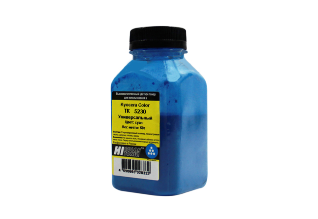 Тонер Hi-Black, бутыль 50 г, голубой, совместимый для Kyocera TK-5230C (2012005062)