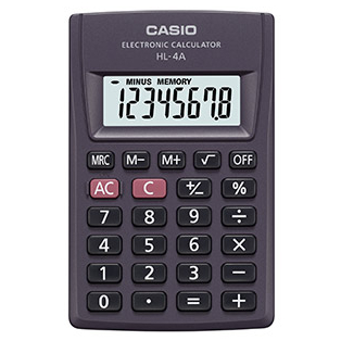 Калькулятор карманный CASIO HL-4A, 8-разрядный, однострочный экран, черный (HL-4A-S-EP)