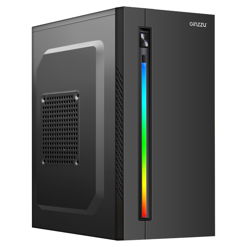 

Корпус Ginzzu D350, mATX, Mini-Tower, RGB подсветка, черный, без БП, D350