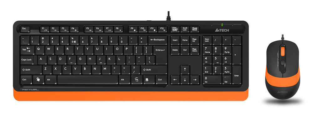 Клавиатура + мышь A4Tech Fstyler F1010, USB, черный/оранжевый (F1010 ORANGE)