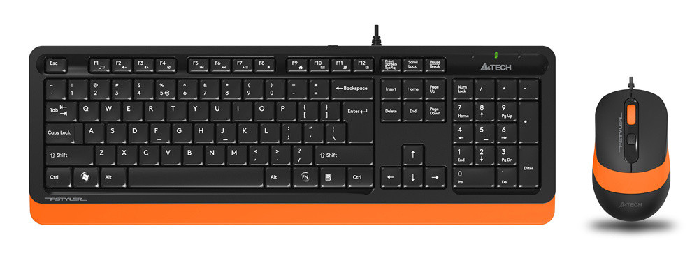 Клавиатура + мышь A4Tech Fstyler F1010, USB, черный/оранжевый
