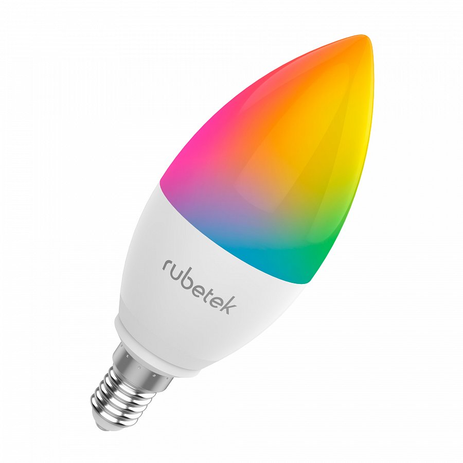 Умная лампа Rubetek RL-3104, E14, 5W, 400-460Lm, RGB, WiFi 802.11b/g/n, белый