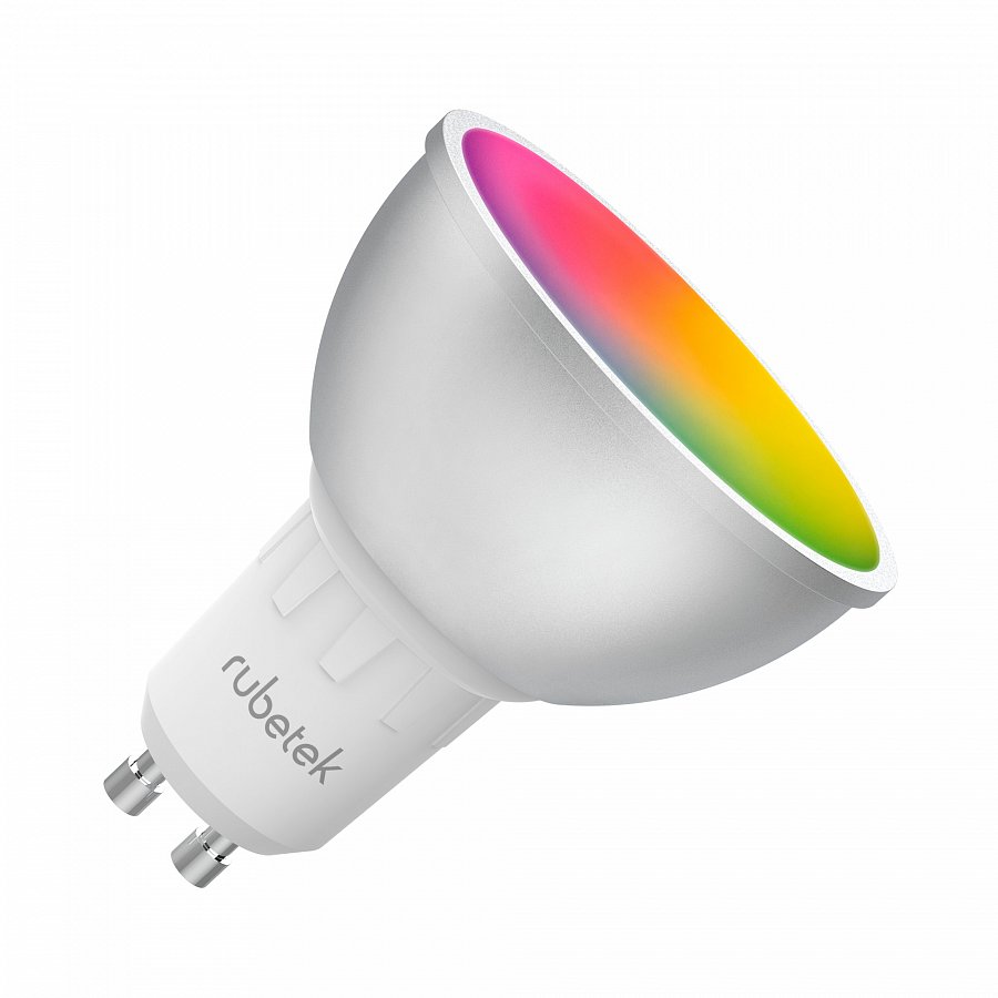 Умная лампа Rubetek RL-3105, GU10, 5W, 460Lm, RGB, WiFi 802.11b/g/n, белый