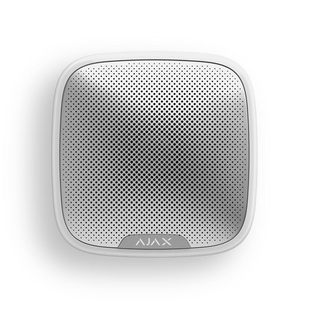 

Сирена Ajax StreetSiren, светозвуковая уличная, 85-113dB, 4xCR123A, белый (7830.07.WH1), StreetSiren