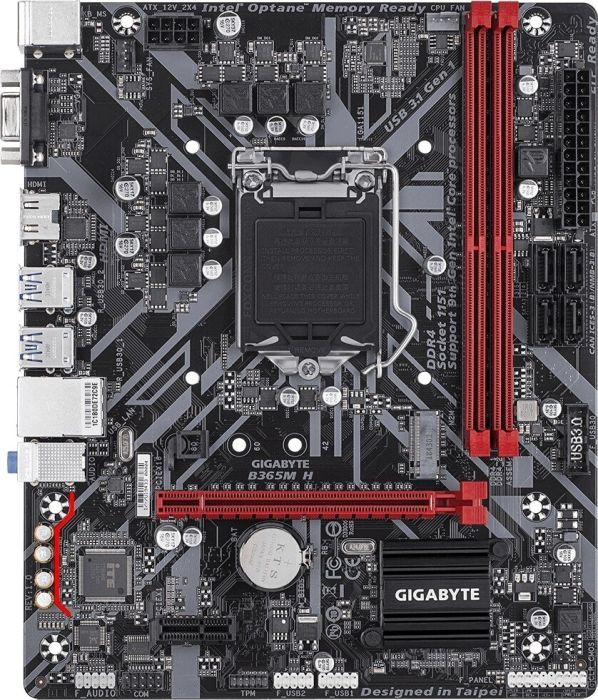 Материнская плата GIGABYTE B365M H, Socket1151v2, Intel B365, 2xDDR4, PCI-Ex16, 4SATA3, 7.1-ch, GLAN, 6USB 3.1, VGA, HDMI, mATX, Retail - фото 1