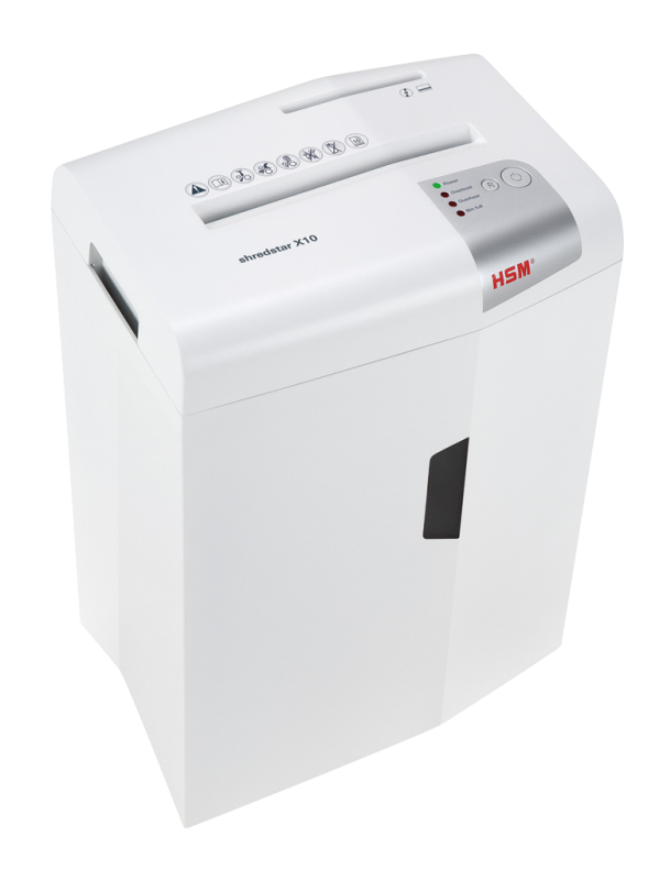 

Шредер HSM ShredStar X10-4.5x30, секретность P-4, фрагменты - 4.5 мм x 3 см, объем 21 л, кол-во листов до 10 шт., скрепки, скобы, карты, CD (1045.111), X10-4.5x30