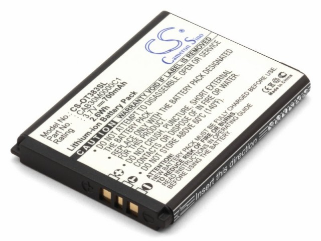 

Аккумулятор CameronSino CS-OT383SL для Alcatel AB2170000C1, CAB3010010C1, CAB30M0000C1, Li-Ion, 700, 3.7V (P104.01260), CS-OT383SL