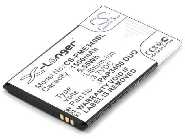 

Аккумулятор CameronSino CS-PME340SL для Prestigio MultiPhone 3400 Duo (PAP3400), Li-Pol, 1500, 3.7V (P104.01312), CS-PME340SL