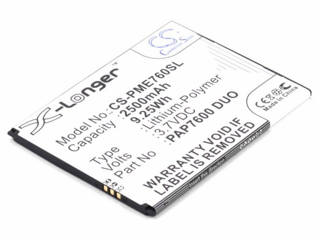 

Аккумулятор CameronSino CS-PME760SL для Prestigio MultiPhone 7600 Duo (PAP7600), Li-Pol, 2500, 3.8V (P104.01327), CS-PME760SL