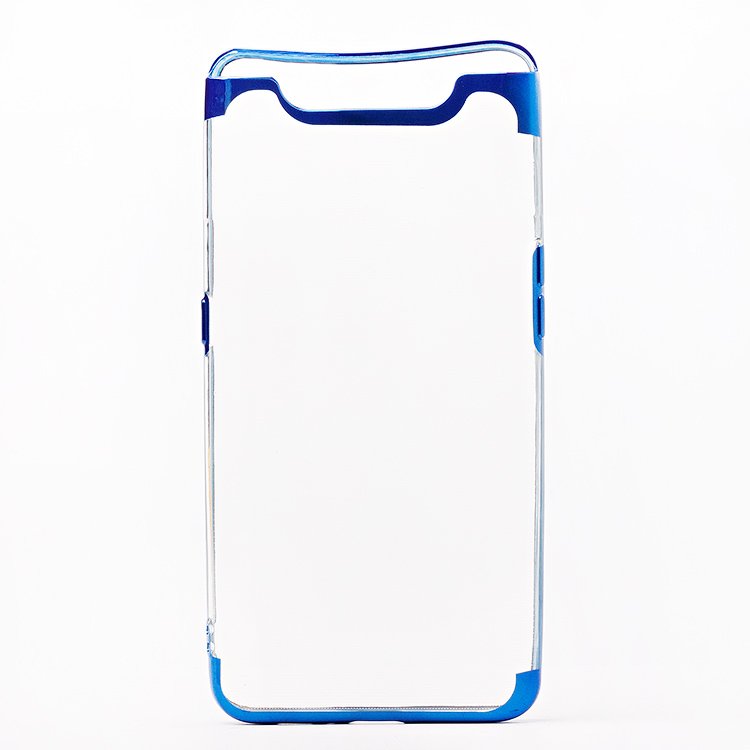 

Чехол-накладка SC152 для смартфона Samsung SM-A805 Galaxy A80, силикон, прозрачный, с синей рамкой (103185)