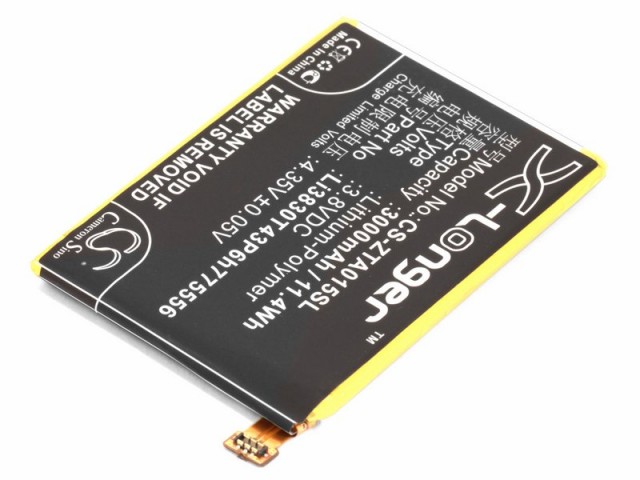 

Аккумулятор CameronSino CS-ZTA015SL для ZTE Axon Lux (Li3830T43P6h775556), Li-Pol, 3000, 3.8V (P104.01446), CS-ZTA015SL