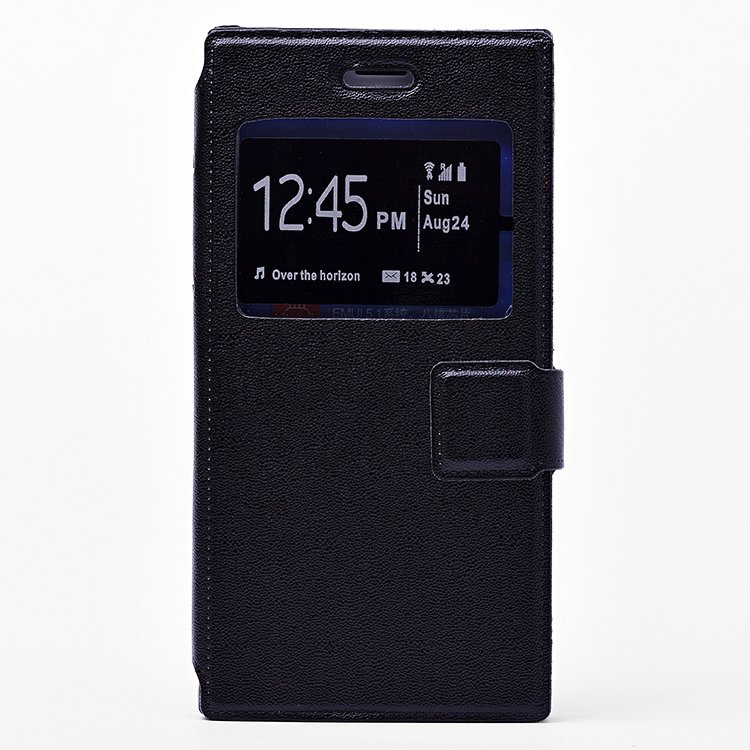 Чехол-книжка для смартфона универсальный 5.5", искусственная кожа, черный