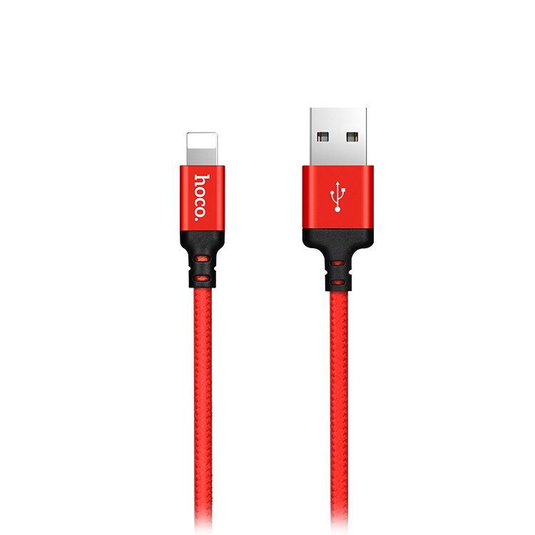Кабель USB 2.0(Am)-Lightning 8-pin(m), 1 м, черный/красный HOCO