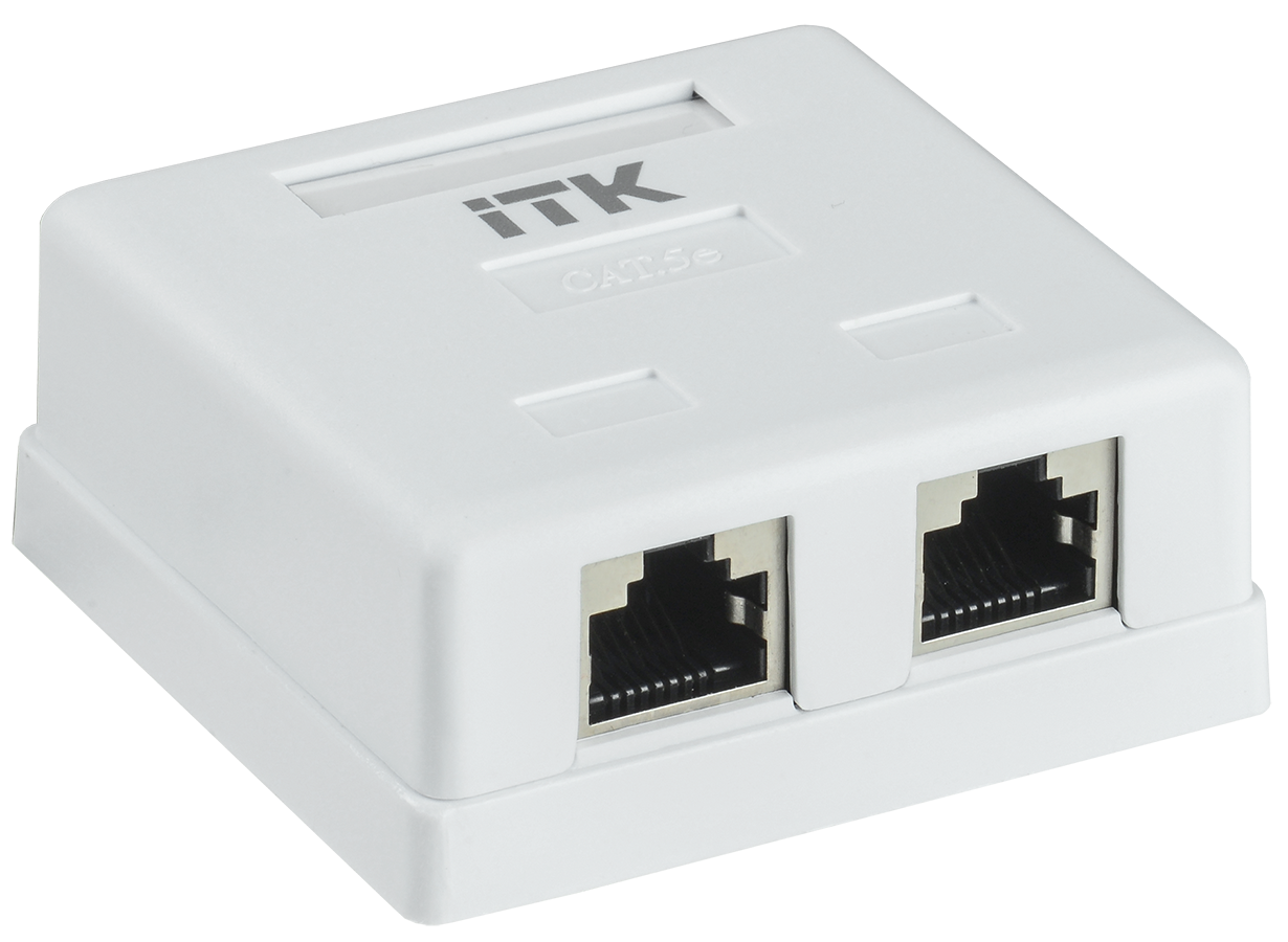 Розетка RJ-45+RJ-45 открытый монтаж категория 5e, FTP, белый, ITK (CS2-1C5EF-22)