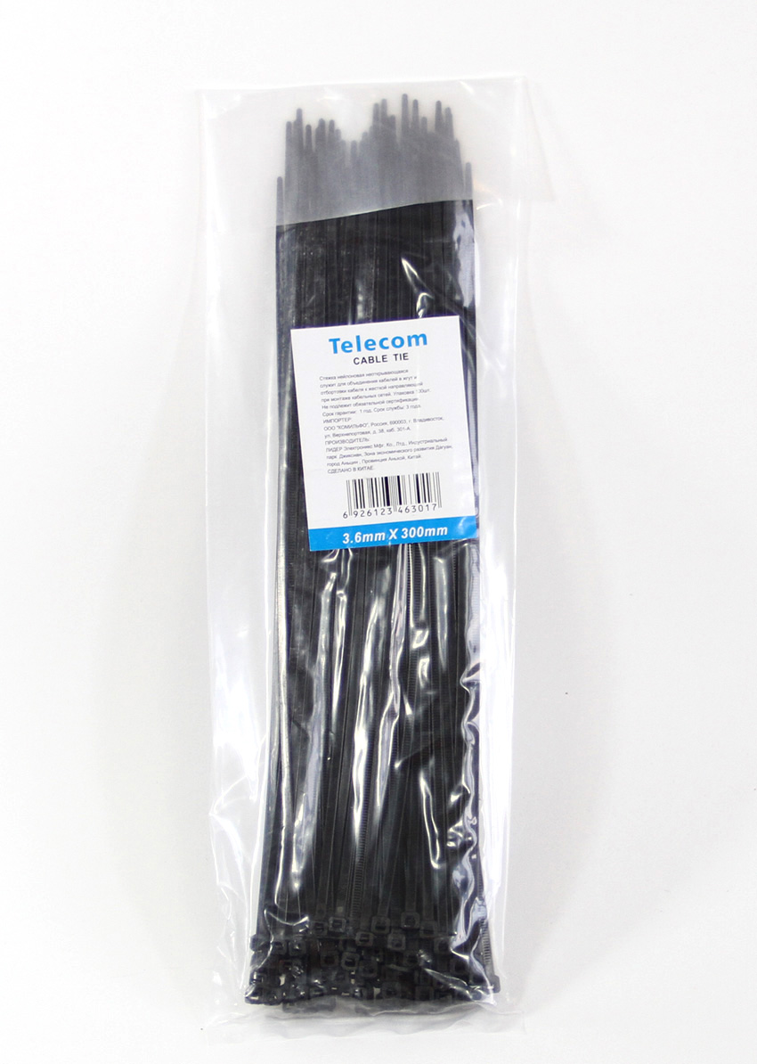 

Стяжка Telecom TIE3.6X300MM-B, 3.6 мм x 300 мм, 100 шт., черный (TIE3.6X300MM-B), TIE3.6X300MM-B