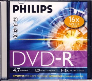 

Диск DVD-R 4.7Gb 16x Philips, Slim Case (1шт)