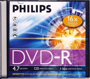 Диск DVD-R 4.7Gb 16x Philips, Slim Case (1шт)