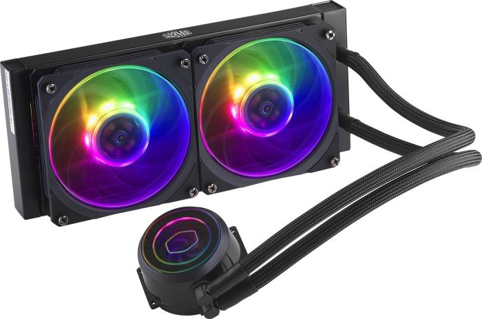 

Жидкостное охлаждение Cooler Master MasterLiquid ML240P Mirage для Socket 115x/2066/2011/2011-3/1356/1366/775/AM4/AM3/AM3+/FM1/AM2+/FM2/FM2+, 2x120мм, RGB LED (MLY-D24M-A20PA-R1), MasterLiquid ML240P Mirage