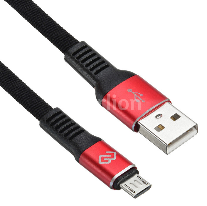 Кабель USB 2.0(Am)-Micro USB , 1.2 м, черный/красный Digma