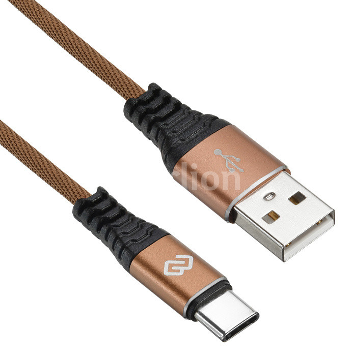 Кабель USB 2.0(Am)-USB 2.0 Type-C(m), 1.2 м, коричневый Digma