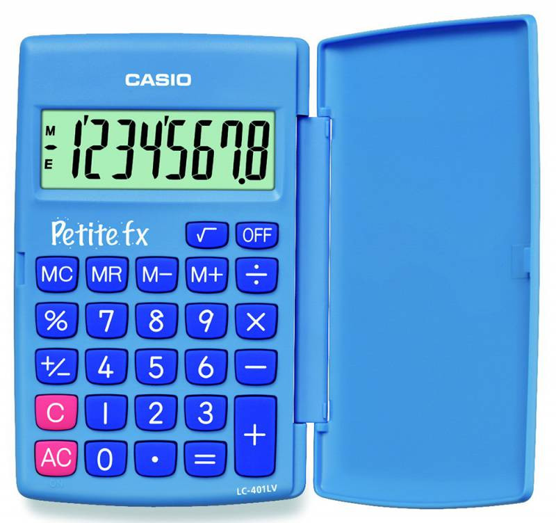 

Калькулятор карманный CASIO Petit fx, 8-разрядный, кол-во функций:4, однострочный экран, голубой (LC-401LV-BU), Petit fx