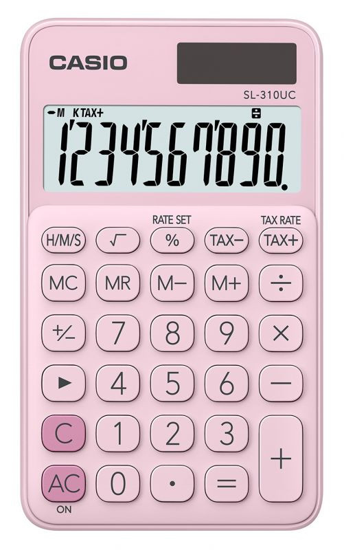 

Калькулятор карманный CASIO SL-310UC, 10-разрядный, кол-во функций:9, однострочный экран, розовый (SL-310UC-PK-S-UC), SL-310UC